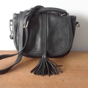 Vintage ROOTS Navy Leather Crossbody Bag